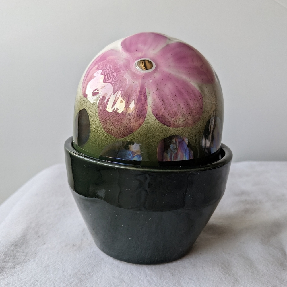 Arabia Ikikukka Saint Paulia Pink Flower Pot Trinket Box Heljä Liukko-Sundström